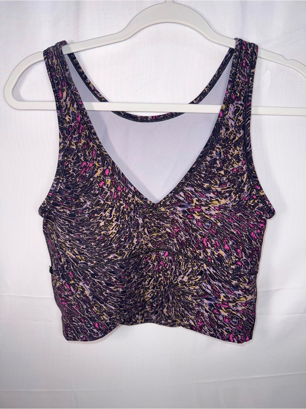 Lululemon Women Multicolored Abstract Pink/Purple Sports Bra Tank Top Size Small